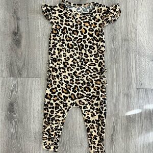 Posh Peanut Bamboo Leopard Onesie with Ruffled butt and Sleeves